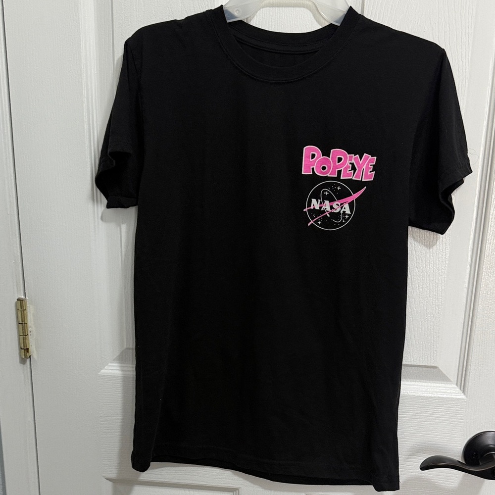 Popeye Black T-Shirt with Pink Logo